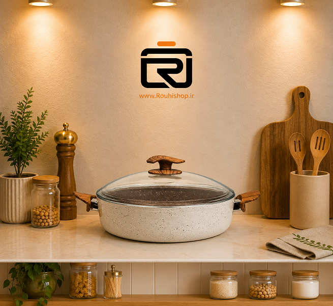 تابه دو دسته 30 درب دار گرانیتی اویز کرم