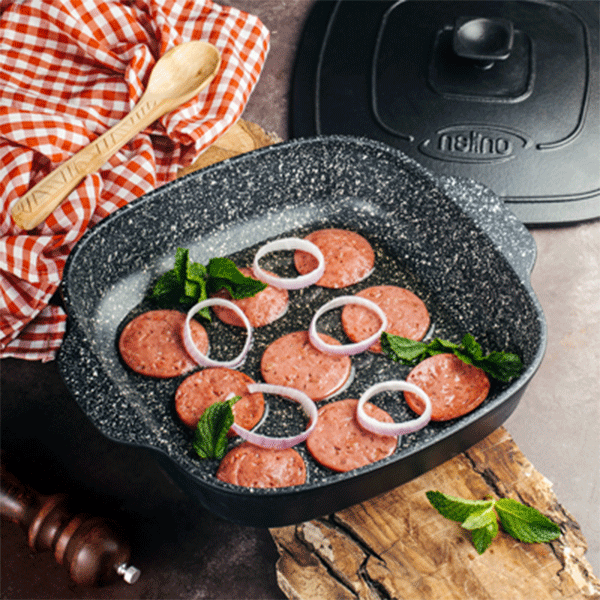 تابه مربع چدن نالینو سایز 28 مدل Adrina (با درب چدن)