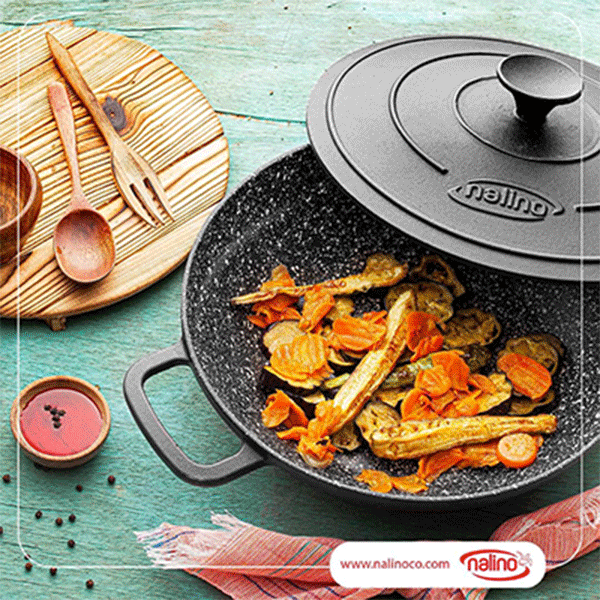 تابه ووک چدن نالینو  سایز 28 با درب چدن
