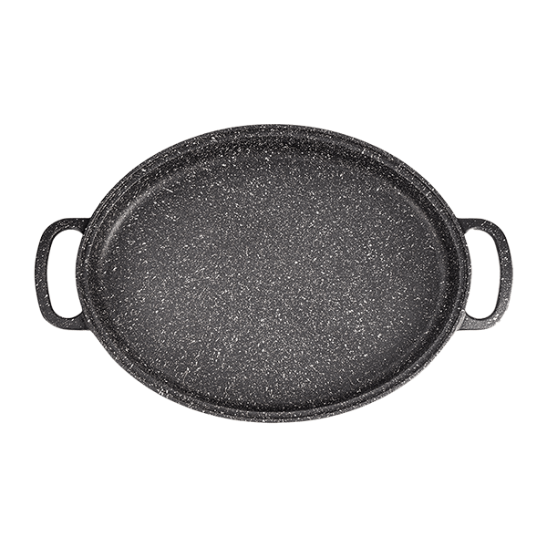 تابه چدن نالینو بیضی مدل angle (با درب شیشه)