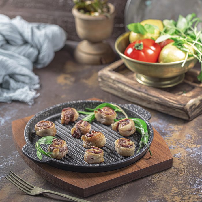 تابه گریل  نالینو سایز 20 چدن Fahita (با زیره چوبی)