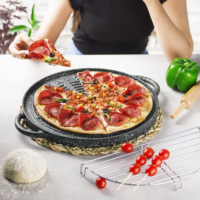 تابه گریل چدن نالینو سایز 34 دو طرفه مدل Daniele درب دار