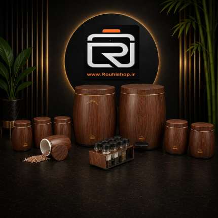 سرویس آشپزخانه 15 پارچه خمره ای وینگه (طرح چوب) بهاز کالا