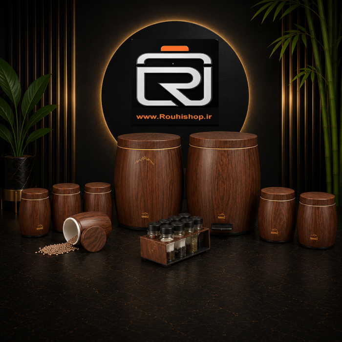 سرویس آشپزخانه 15 پارچه خمره ای وینگه (طرح چوب) بهاز کالا