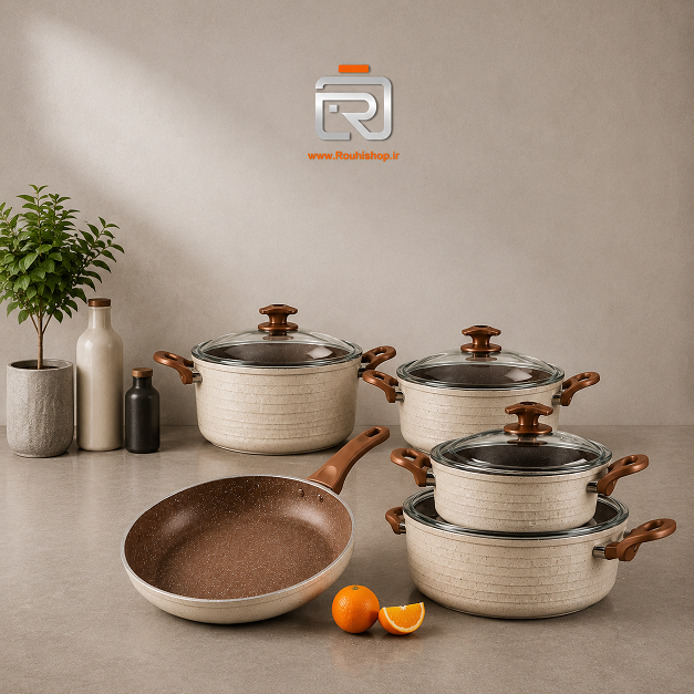 سرویس قابلمه 9 پارچه گرانیتی اویز مدل سویینگ کرم
