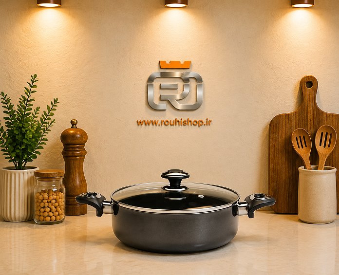 تابه دو دسته (نیم‌قابلمه) سایز 28 زرساب مدل گرانیتا