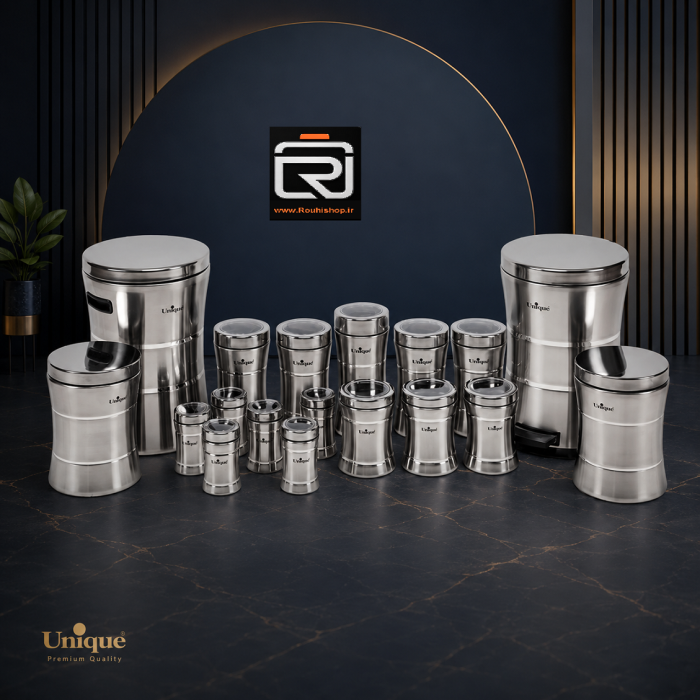 سرویس آشپزخانه 18 پارچه استیل درب استیل یونیک
