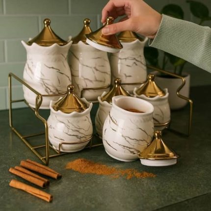 سرویس پای سماور با استند استیل طلایی