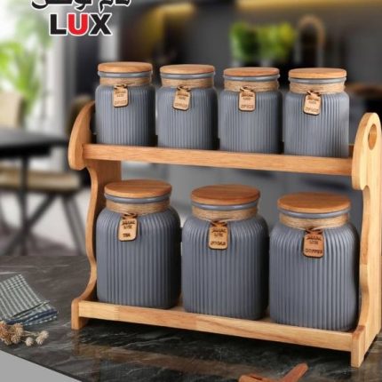 سرویس پای سماور با استند چوبی طوسی