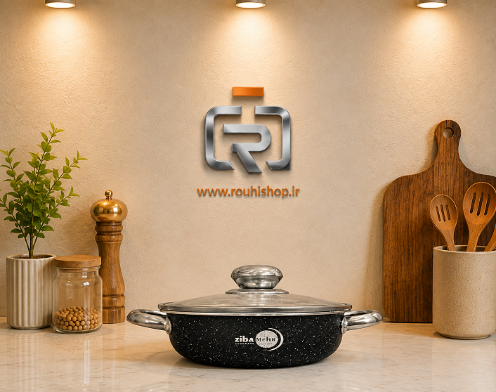 تابه دو دسته سایز 28 گرانیتی زیبامهر