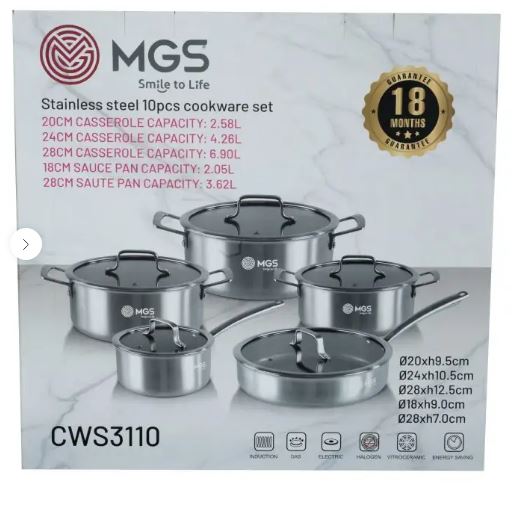 سرویس قابلمه 10 پارچه استیل کف لیرزی MGS