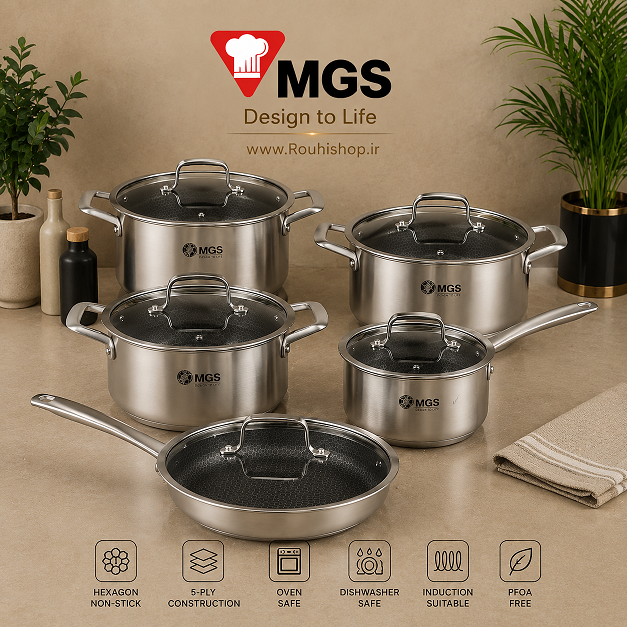 سرویس قابلمه 10 پارچه استیل کف لیرزی MGS