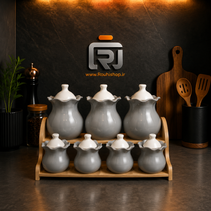 سرویس پای سماور طرح گلدانی طوسی