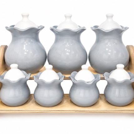 سرویس پای سماور طرح گلدانی طوسی