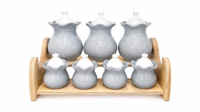 سرویس پای سماور طرح گلدانی طوسی