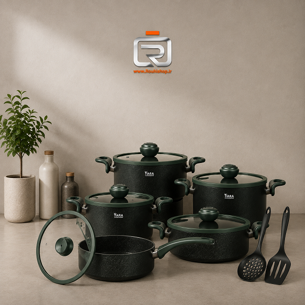 سرویس قابلمه 12 پارچه گرانیتی تیارا سرمه ای