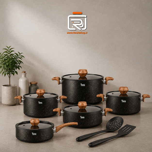 سرویس قابلمه 12 پارچه گرانیتی تیارا سرمه ای