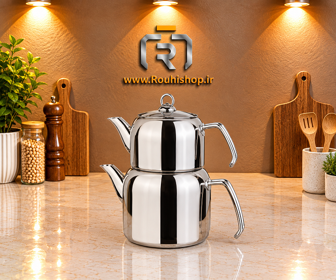 کتری قوری بغل دسته 7503 یونیک با قوری استیل
