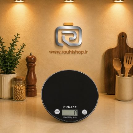 ترازوی دیجیتالی آشپزخانه Sokany گرد شیشه ای
