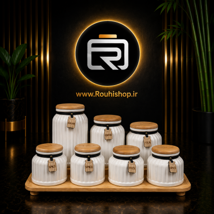 سرویس پای سماور گلکس درب بامبو سفید
