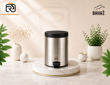 سطل آشغال 14 لیتری استیل درب مشکی بهازکالا